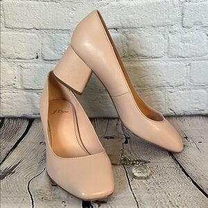 J.Crew NUDE Leather Pumps with a square toe